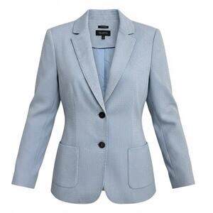 Talbots Light Blue Tailored Blazer Size 12 Coastal Prep Stretch Office Jacket